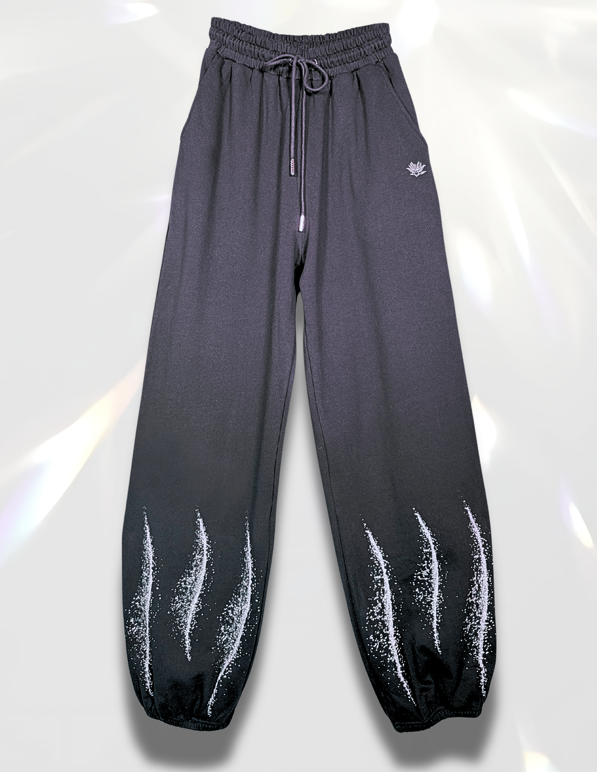 Black glitter sparkle print sweatpants by Spicy Bloom