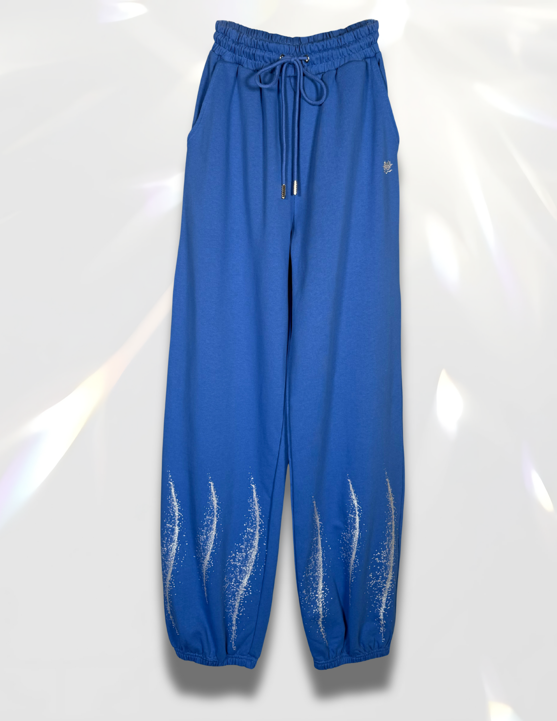 Sparkle glitter print blue sweatpants by Spicy Bloom