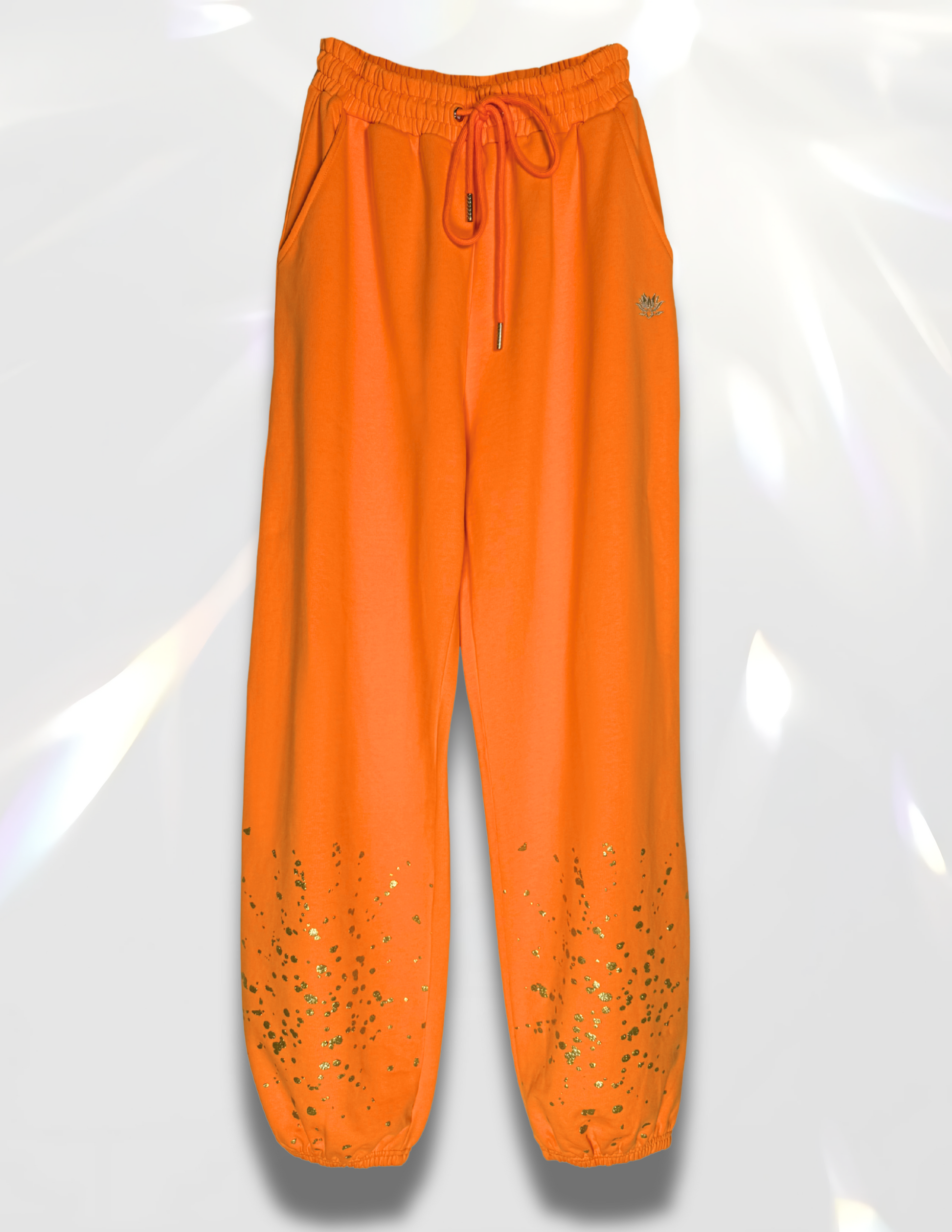 Oversized sweatpants with gold glitter by Spicy Bloom