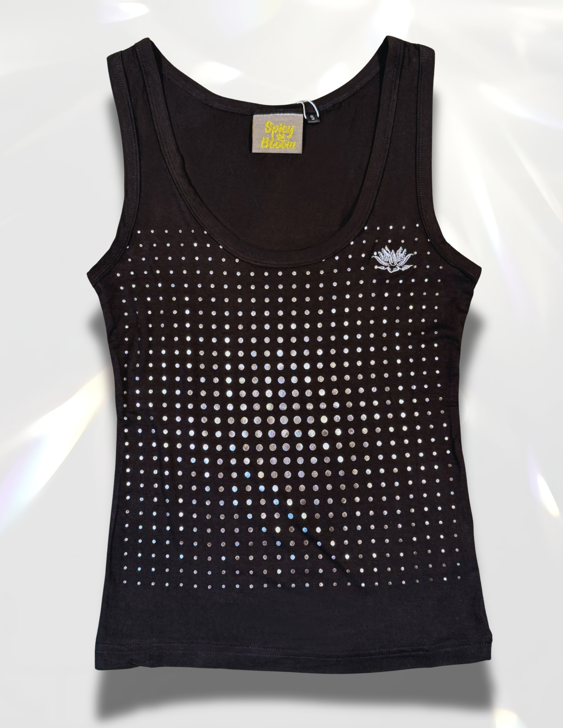 Women’s metallic tank top – Spicy Bloom glitter top.