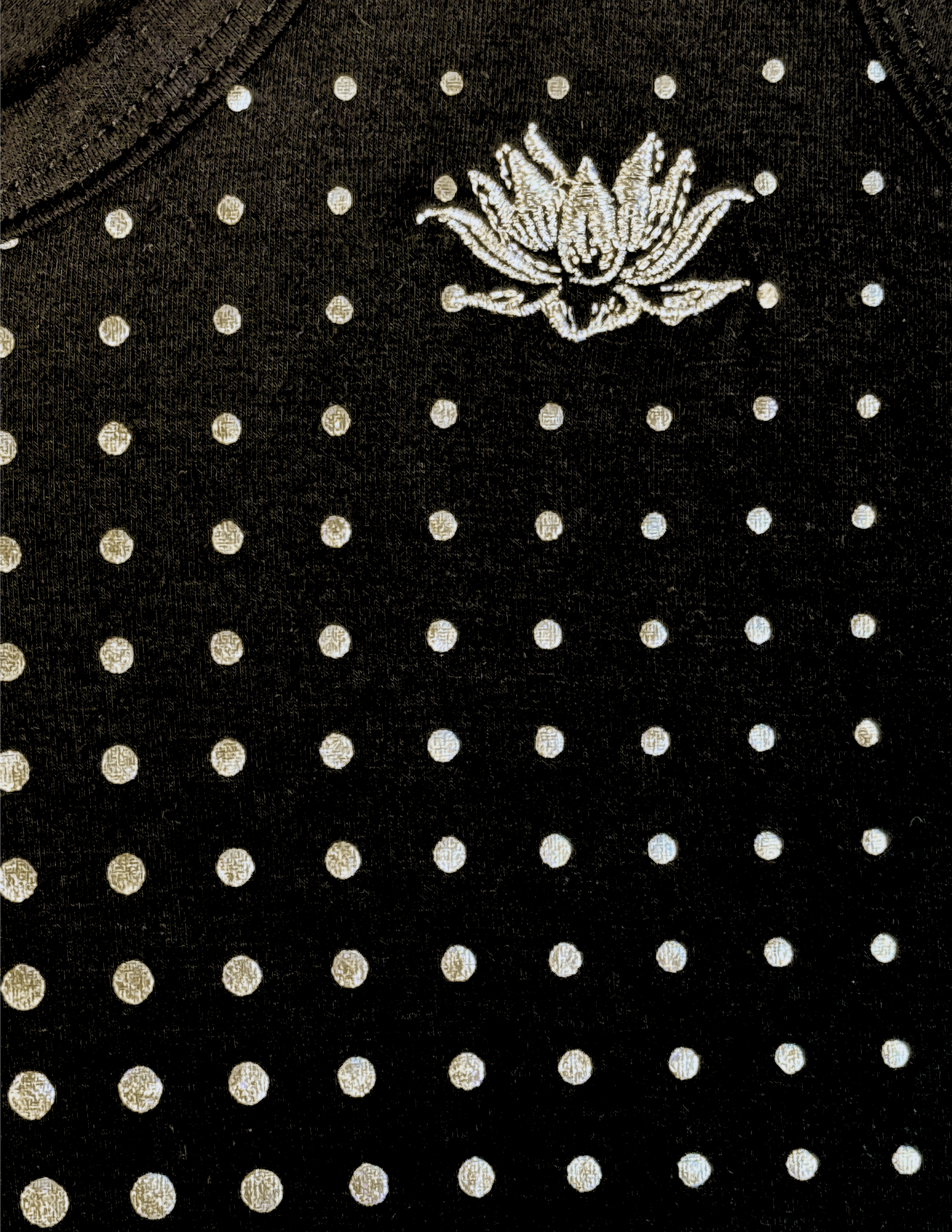 Sparkle foil with embroidery on black stretchy  tank top by Spicy Bloom