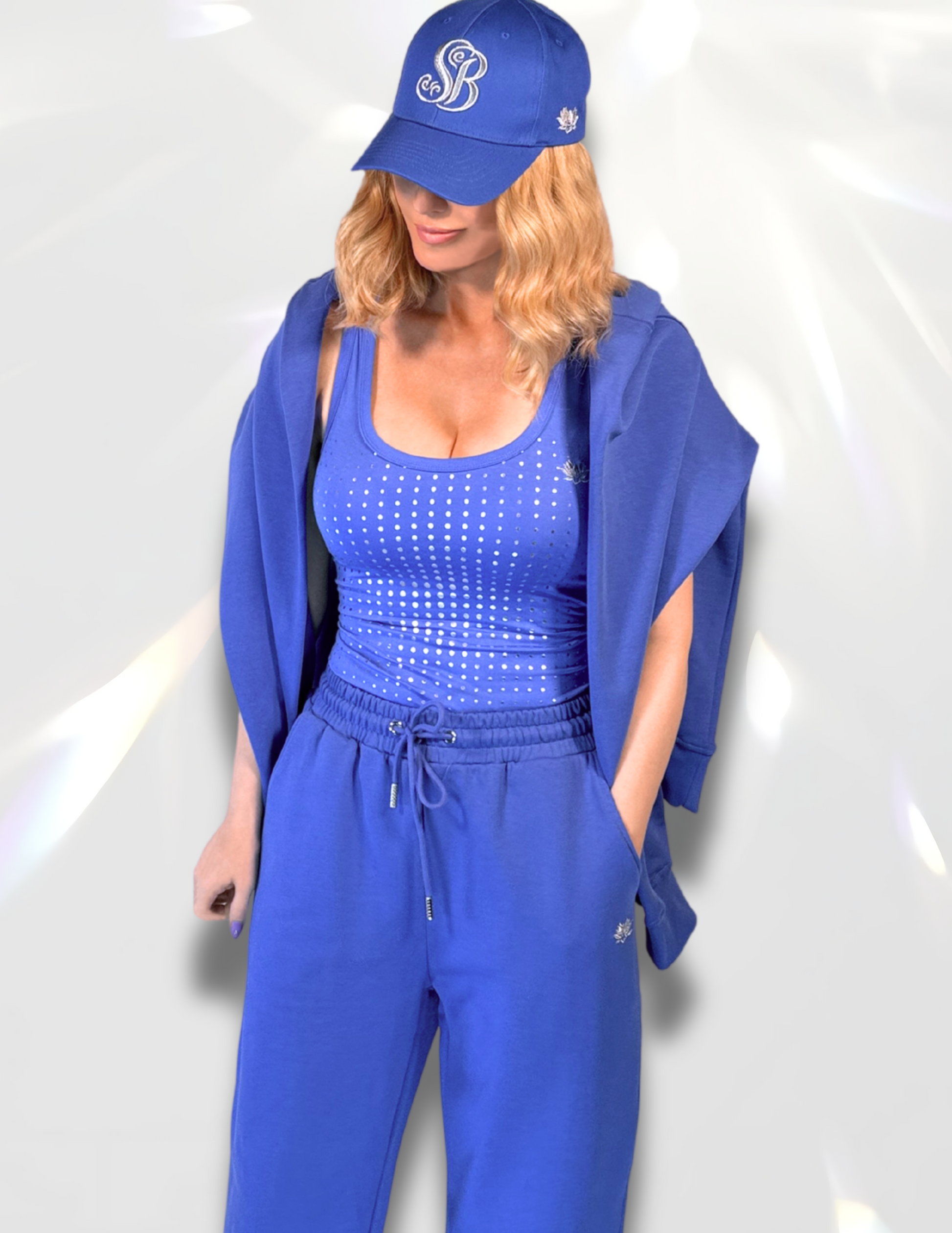 Spicy Bloom silver metallic stretchy top – women’s matching tank from the Spicy Bloom set.