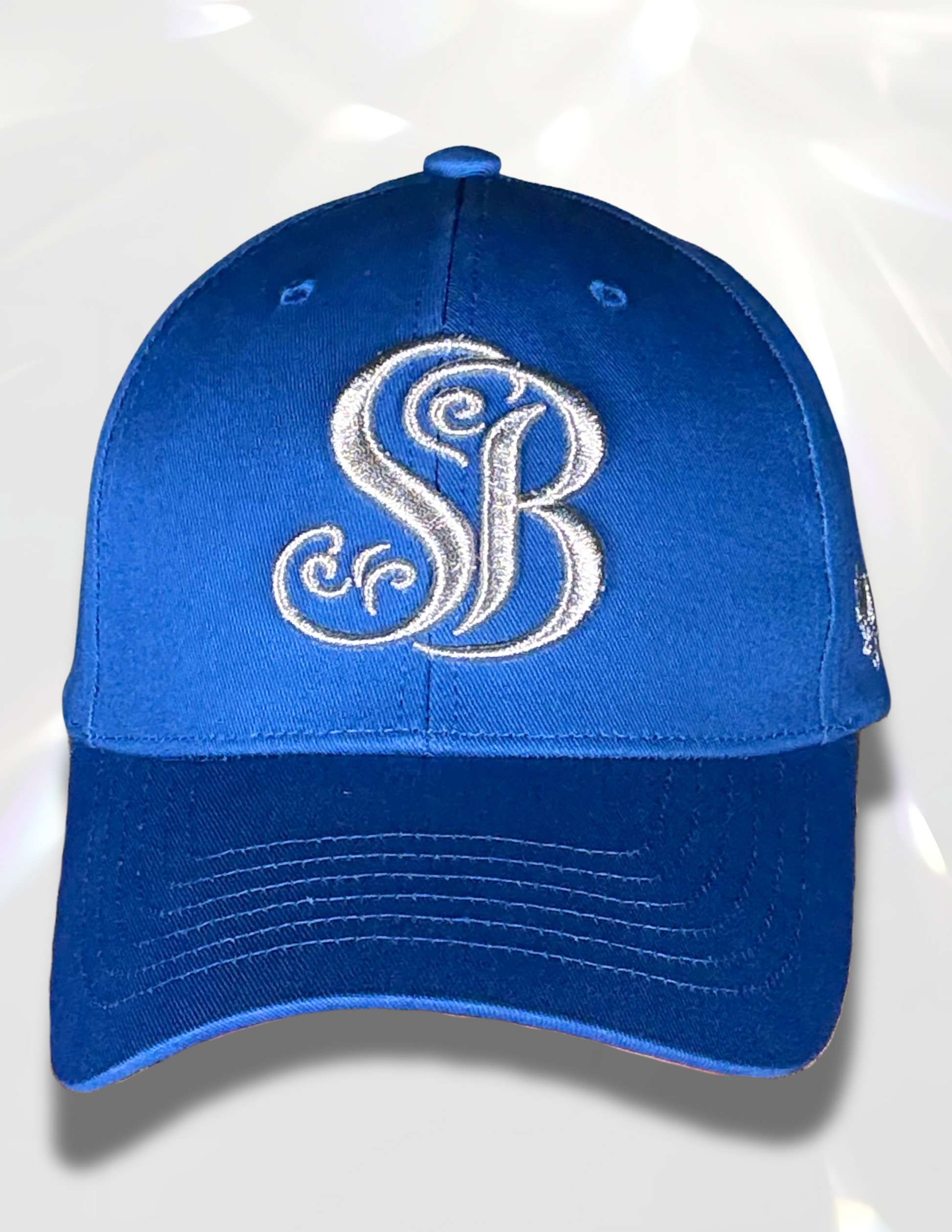 Spicy Bloom Silver Hat – metallic embroidered SB cap in silver thread.