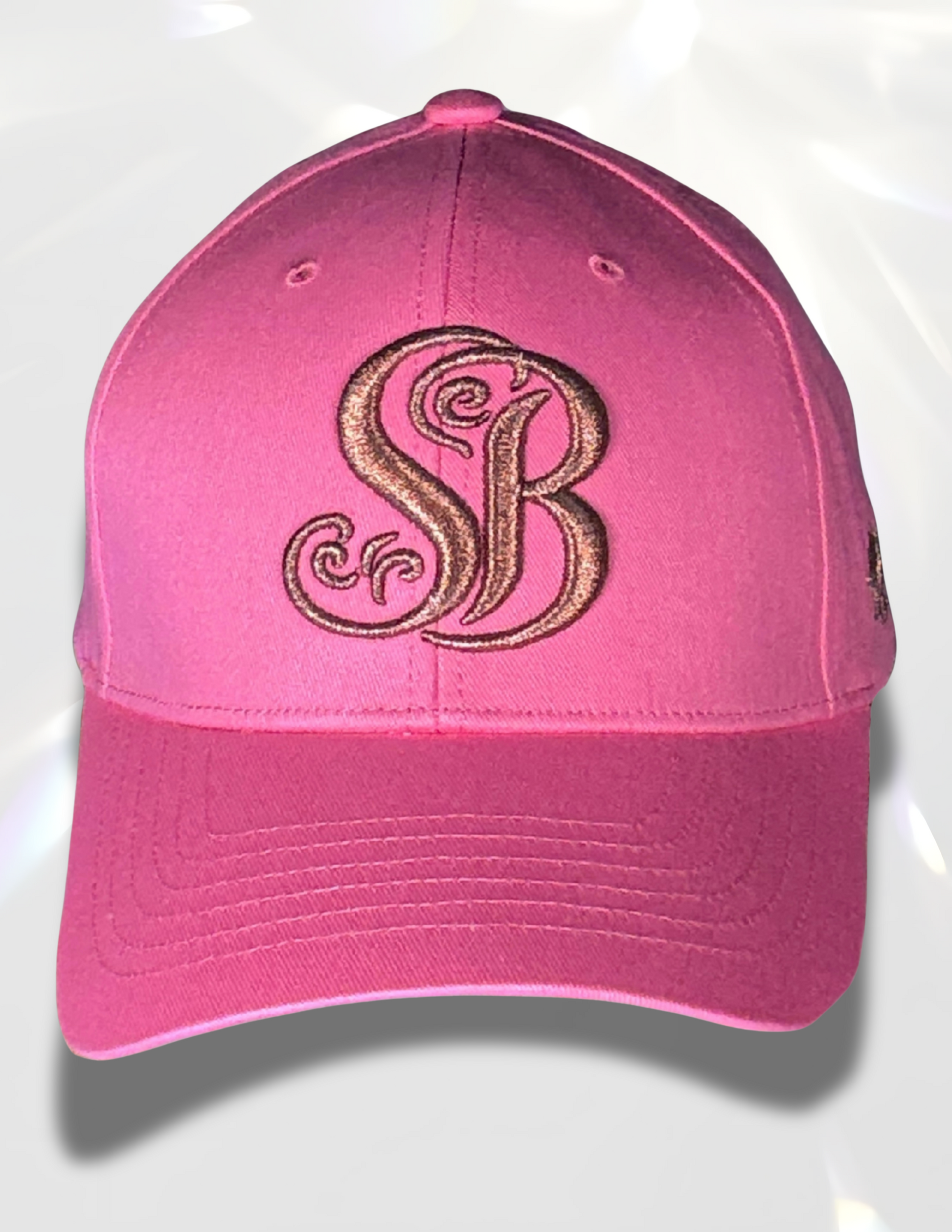 Spicy Bloom Rose Gold Hat – metallic embroidered SB cap in silver thread.