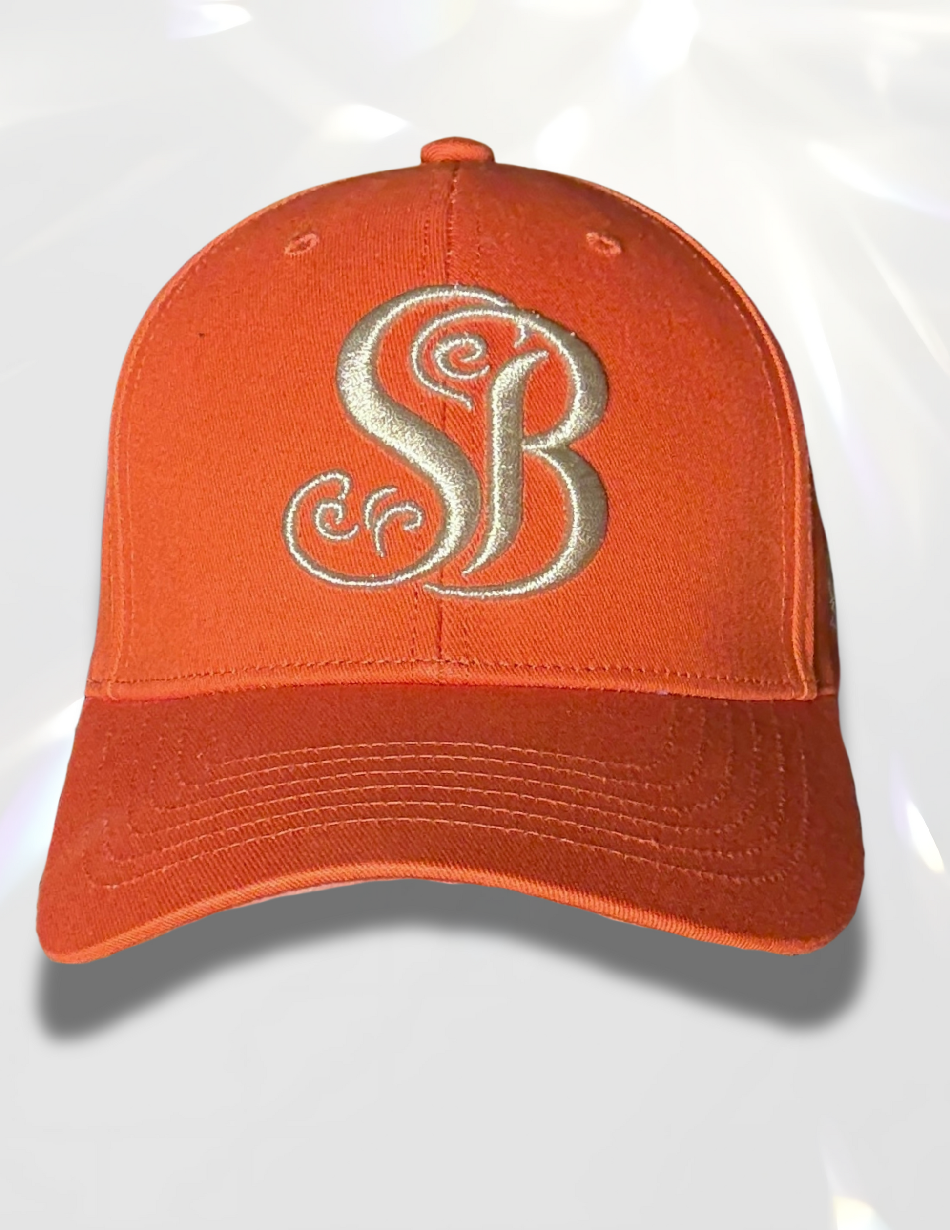 Spicy Bloom gold SB embroidered cotton hat front view