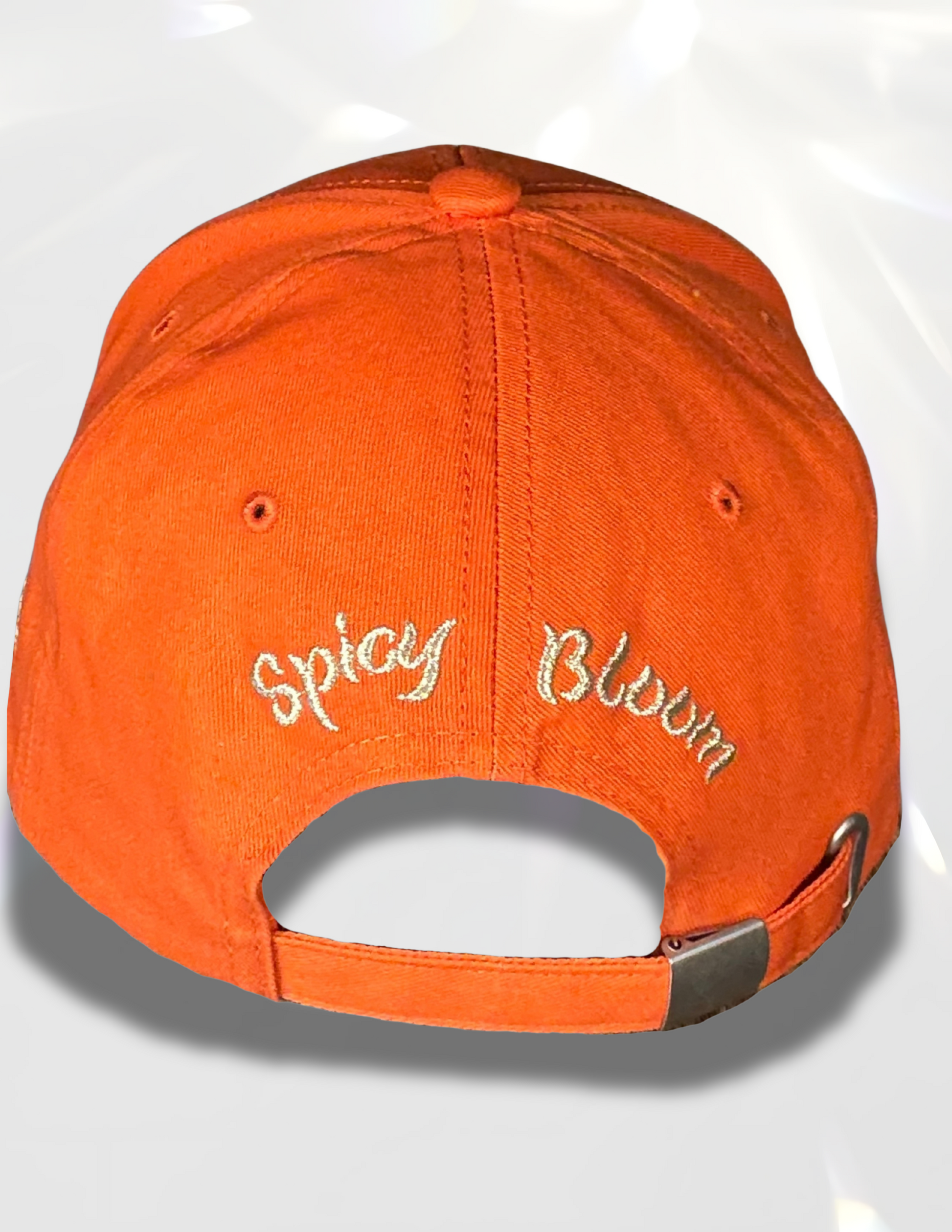  Gold spicy bloom  embroidered cotton hat back view
