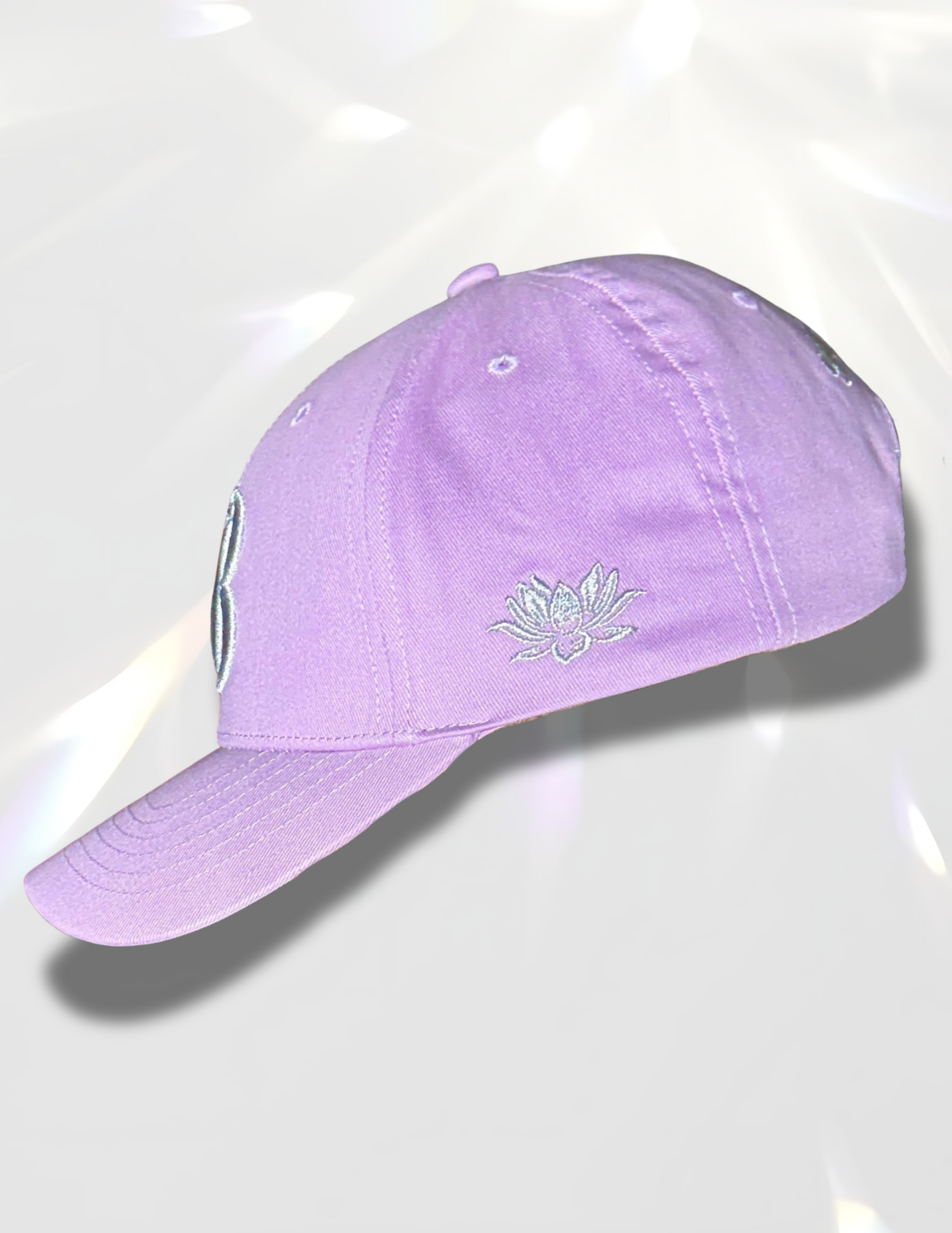 Spicy Bloom Silver Hat – metallic embroidered SB cap in silver thread.