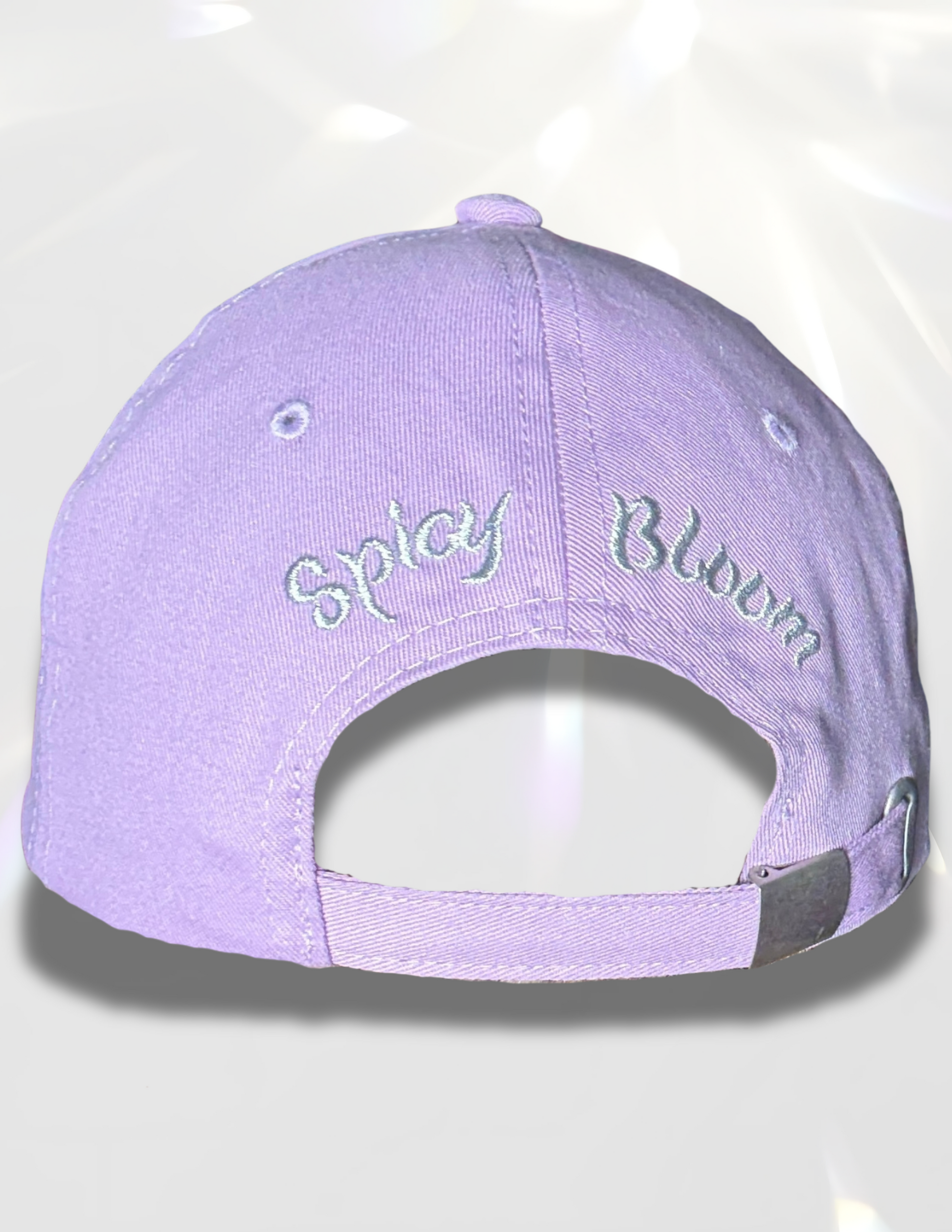 Spicy Bloom Silver Hat – metallic embroidered SB cap in silver thread.