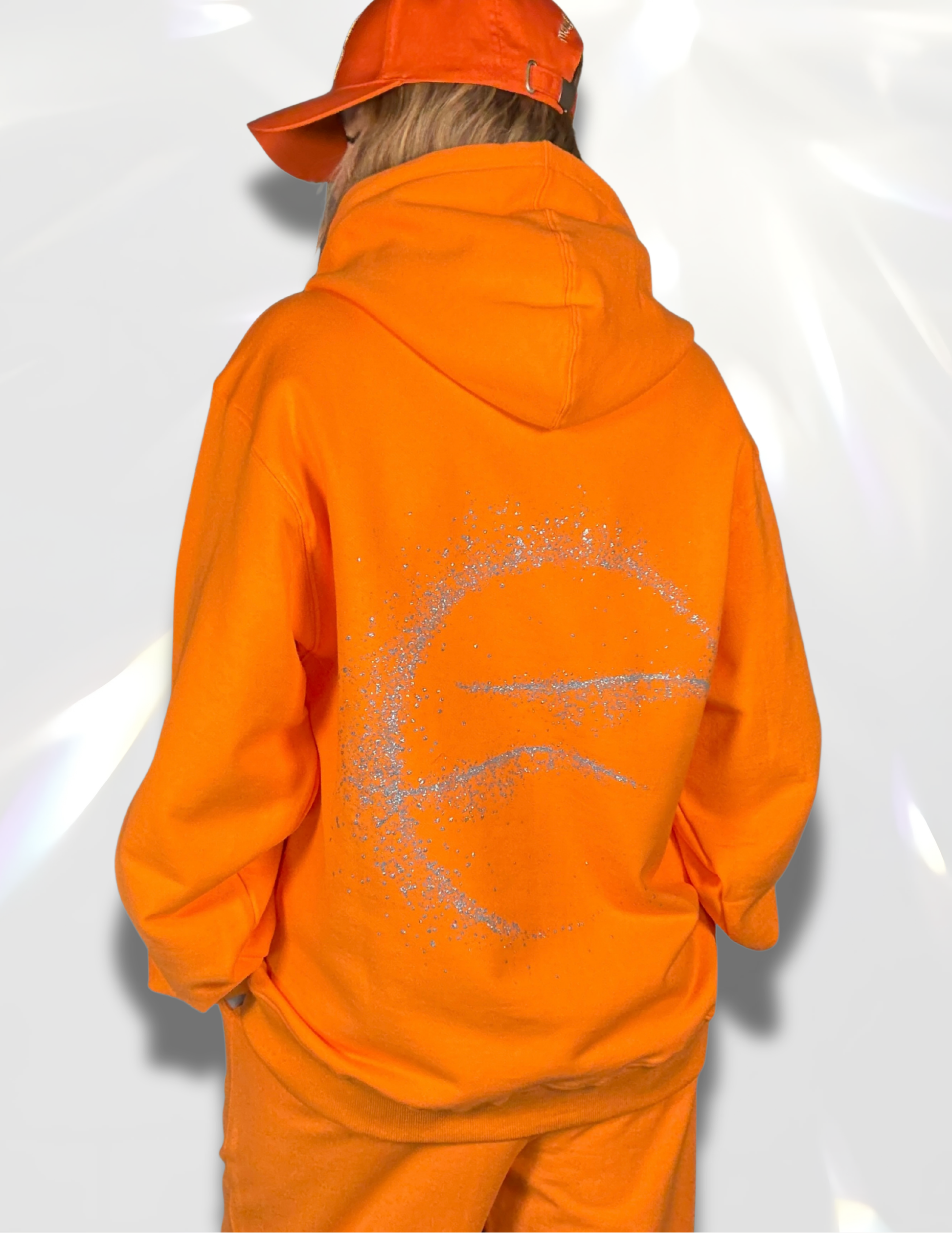 Silver metallic orange hoodie  styled as a matching set – Moon Silver Glow by Spicy Bloom.