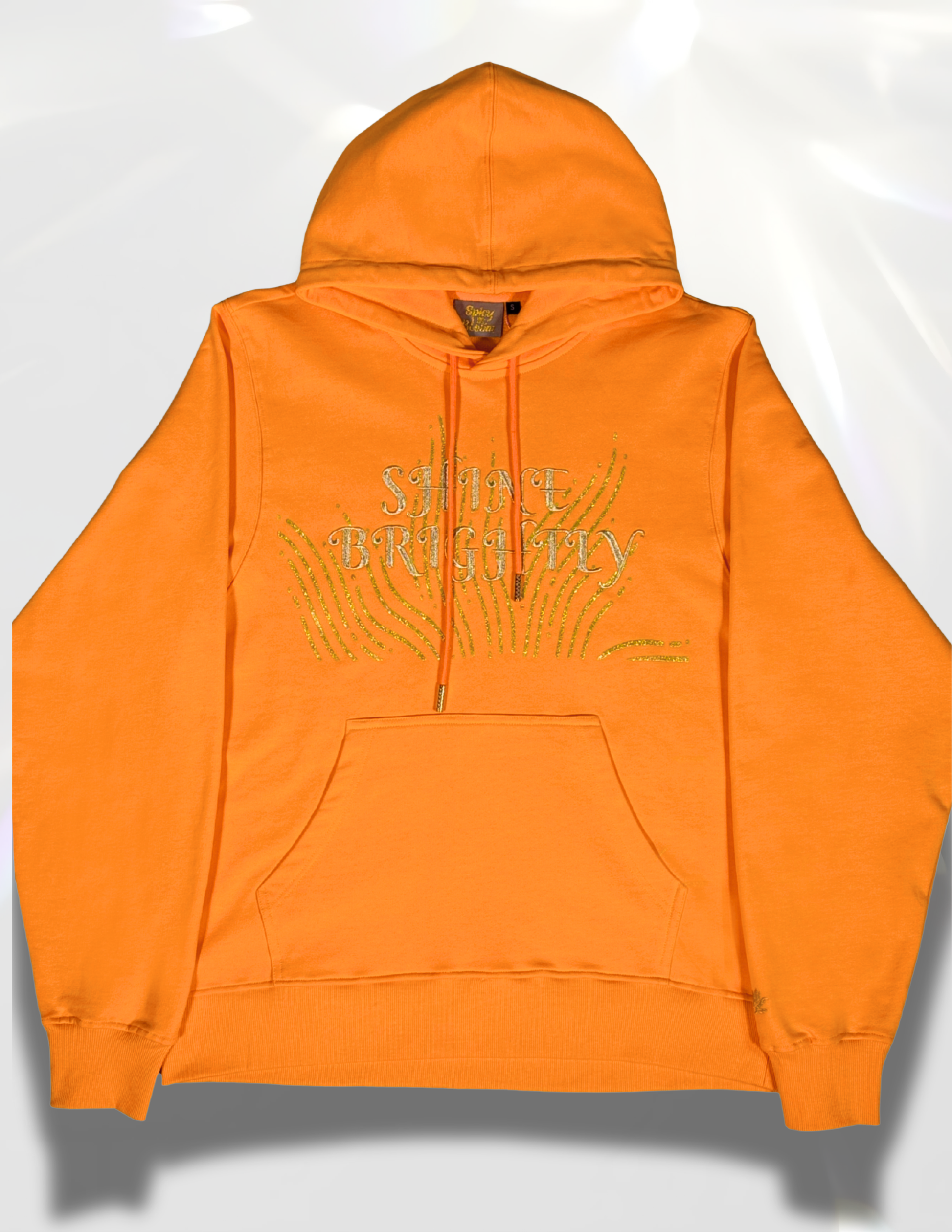 Shine Brightly Oversized Hoodie – gold glitter crewneck by Spicy Bloom