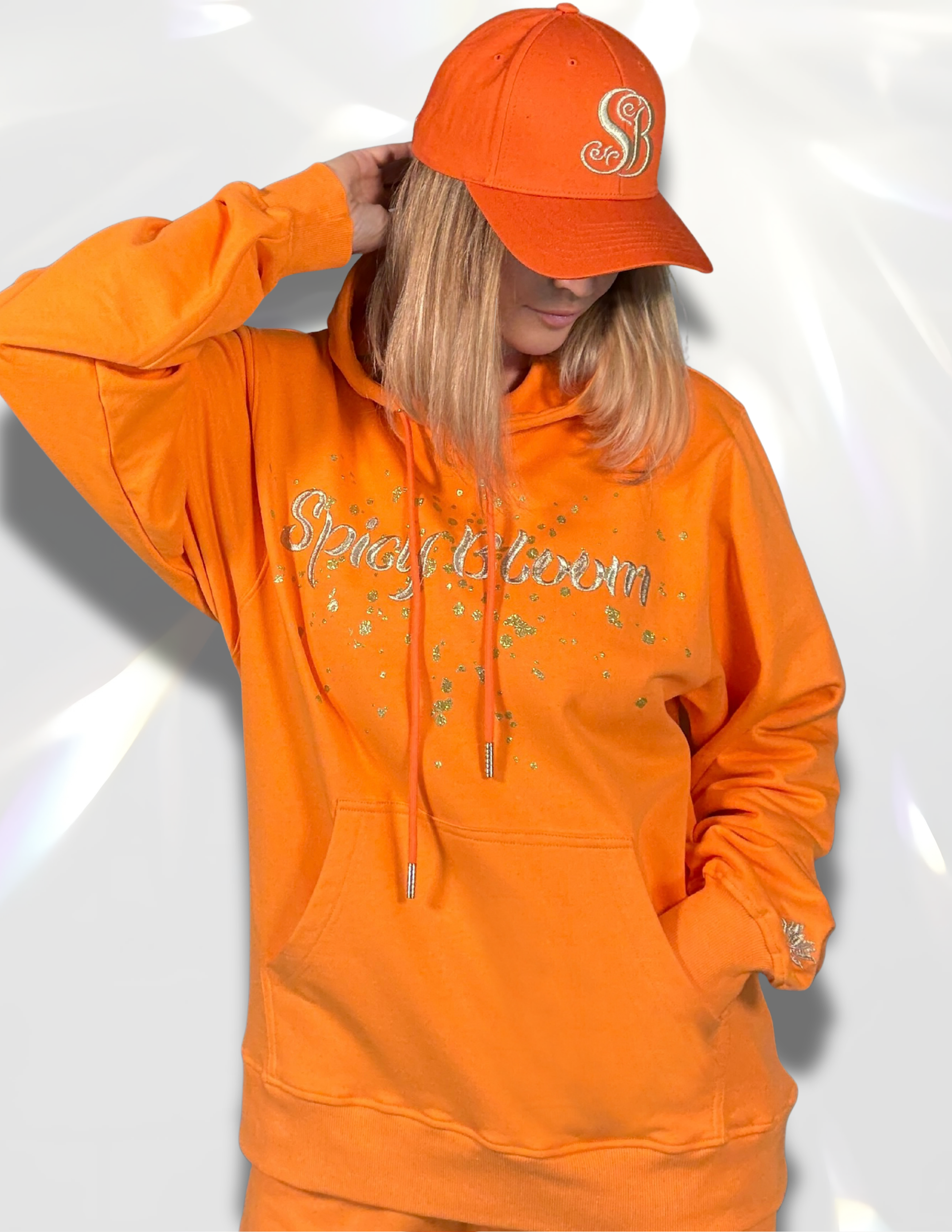Spicy Bloom Signature Gold Print Oversized Hoodie