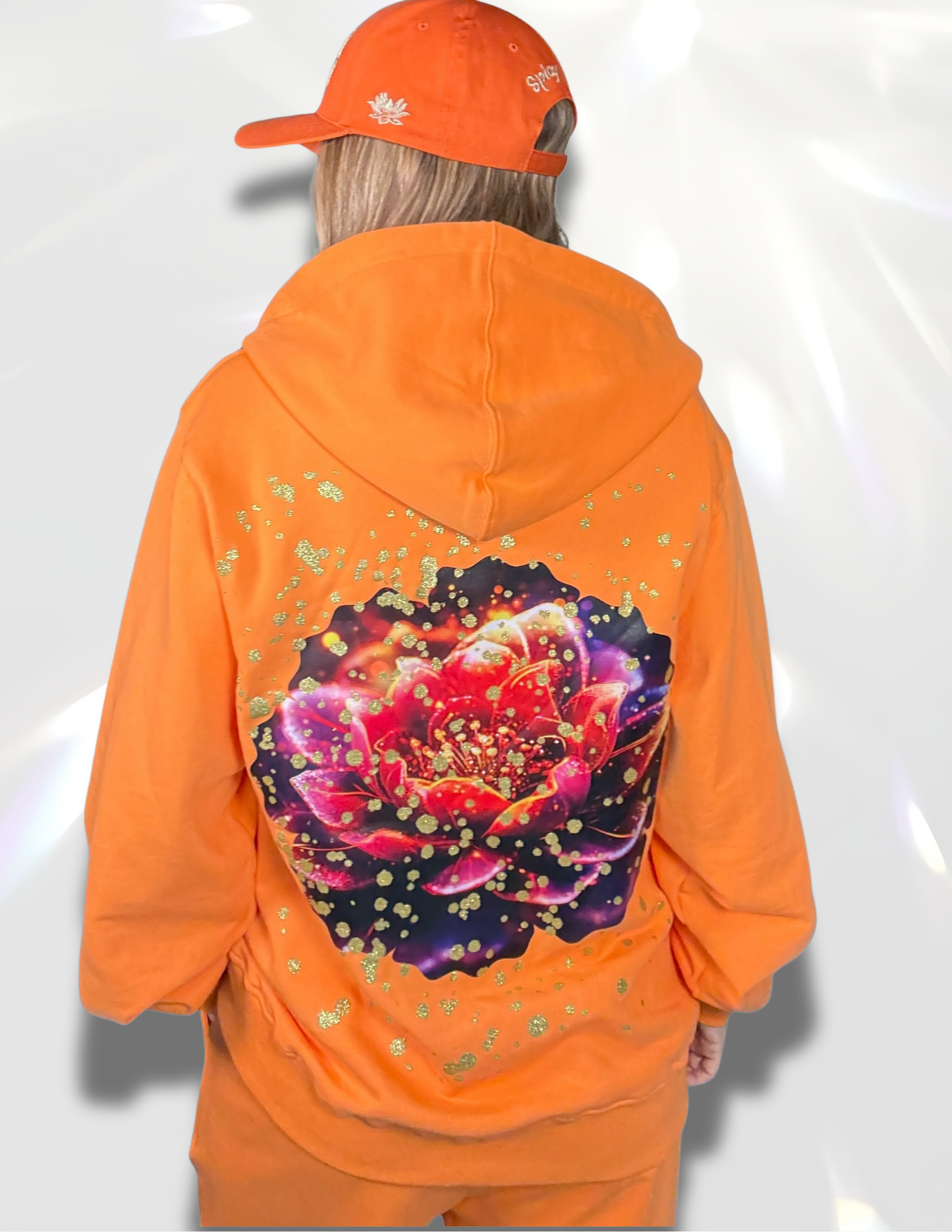 Spicy Bloom Signature Gold Print Oversized Hoodie