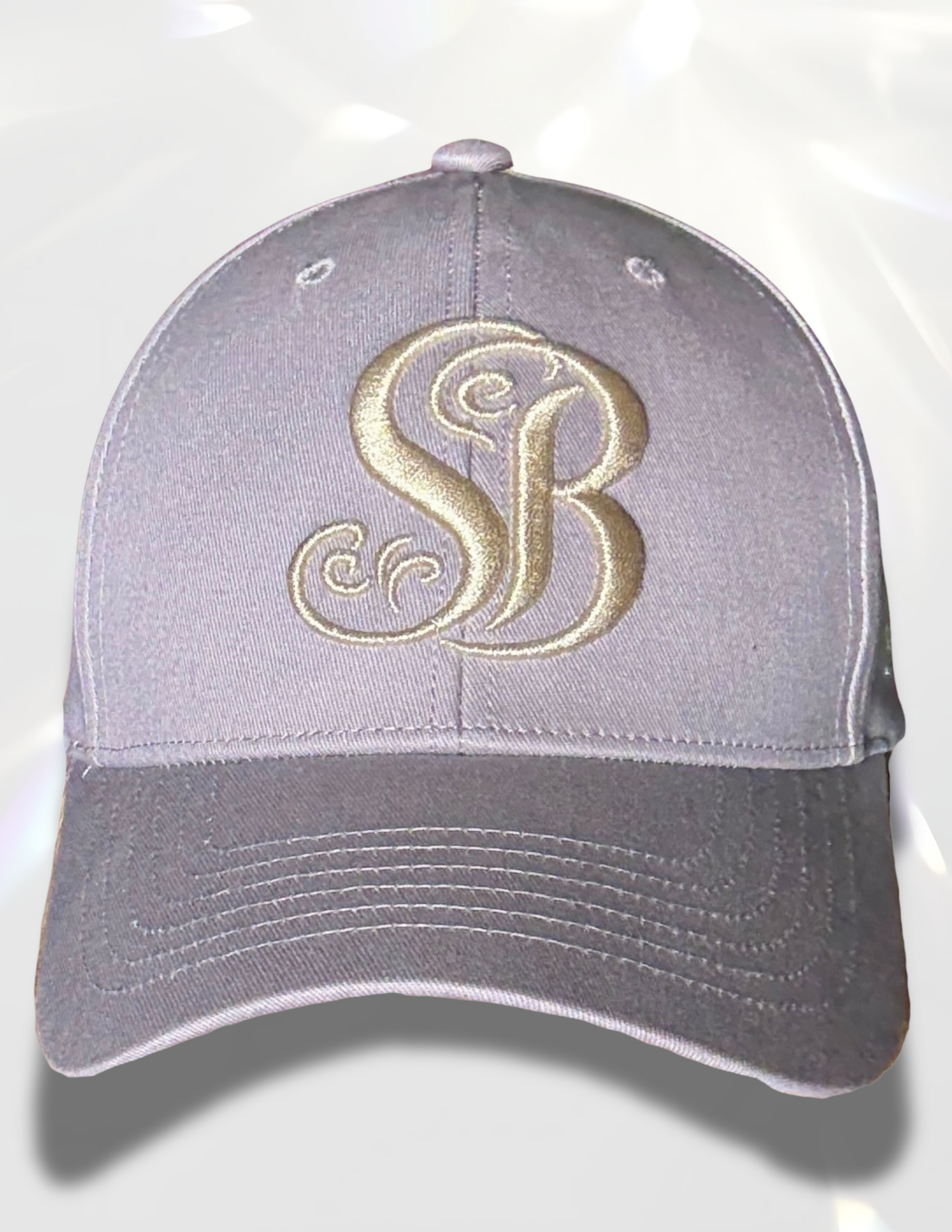 Spicy Bloom gold SB embroidered cotton hat front view
