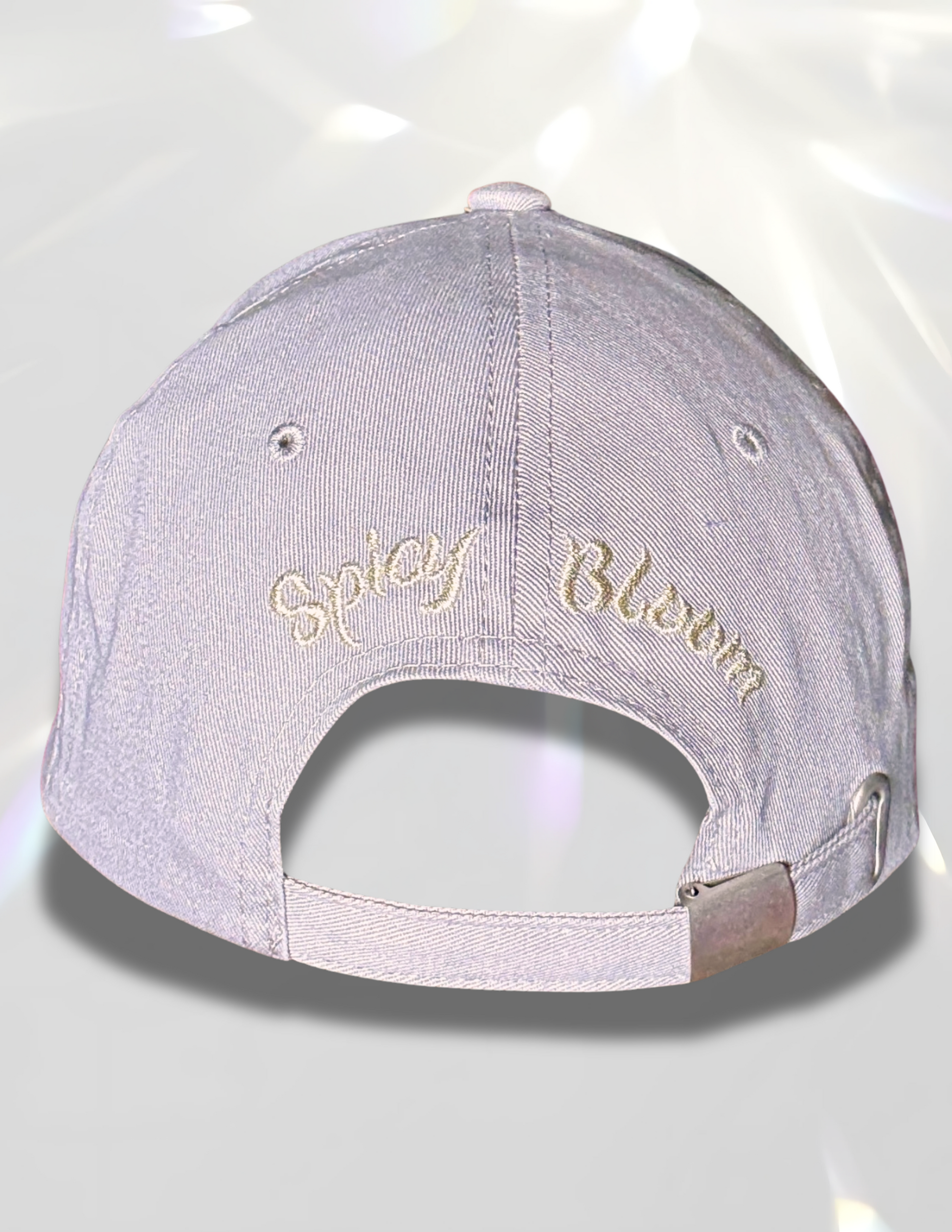 Gold spicy bloom embroidered cotton hat back view